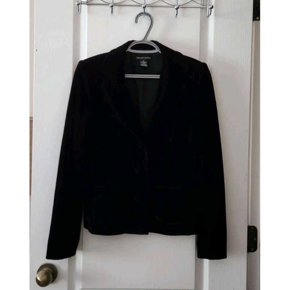 Spenser Jeremy Women's Ruched Velvet Blazer Black Button-up Pocket  Classic Sz S